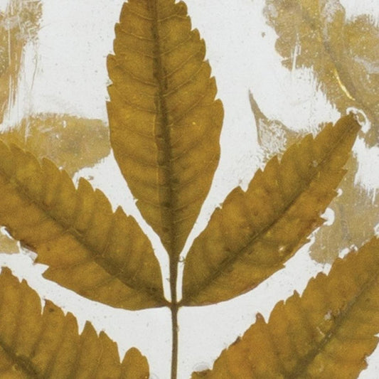 Set of Three Brown Distressed Botanical Leaf Glass Tabletop Hurricane Candle Holders