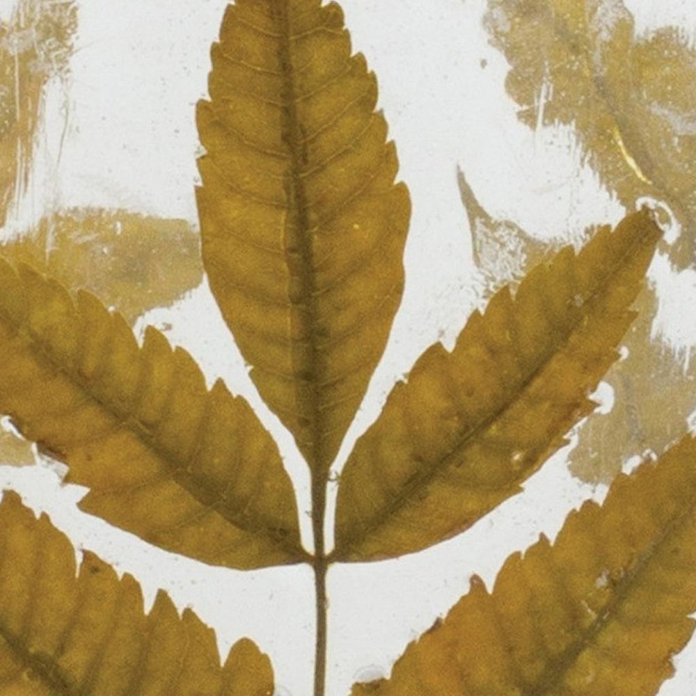 Set of Three Brown Distressed Botanical Leaf Glass Tabletop Hurricane Candle Holders