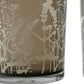 Set of Three Gray Distressed Floral Glass Tabletop Votive Candle Holders