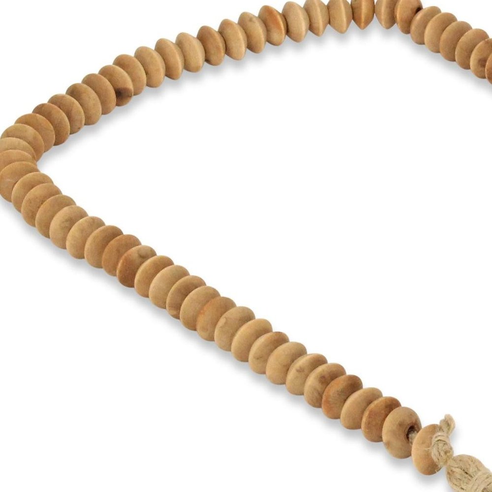 36" Brown Rope And Wood Hand Painted Decorative Tassel