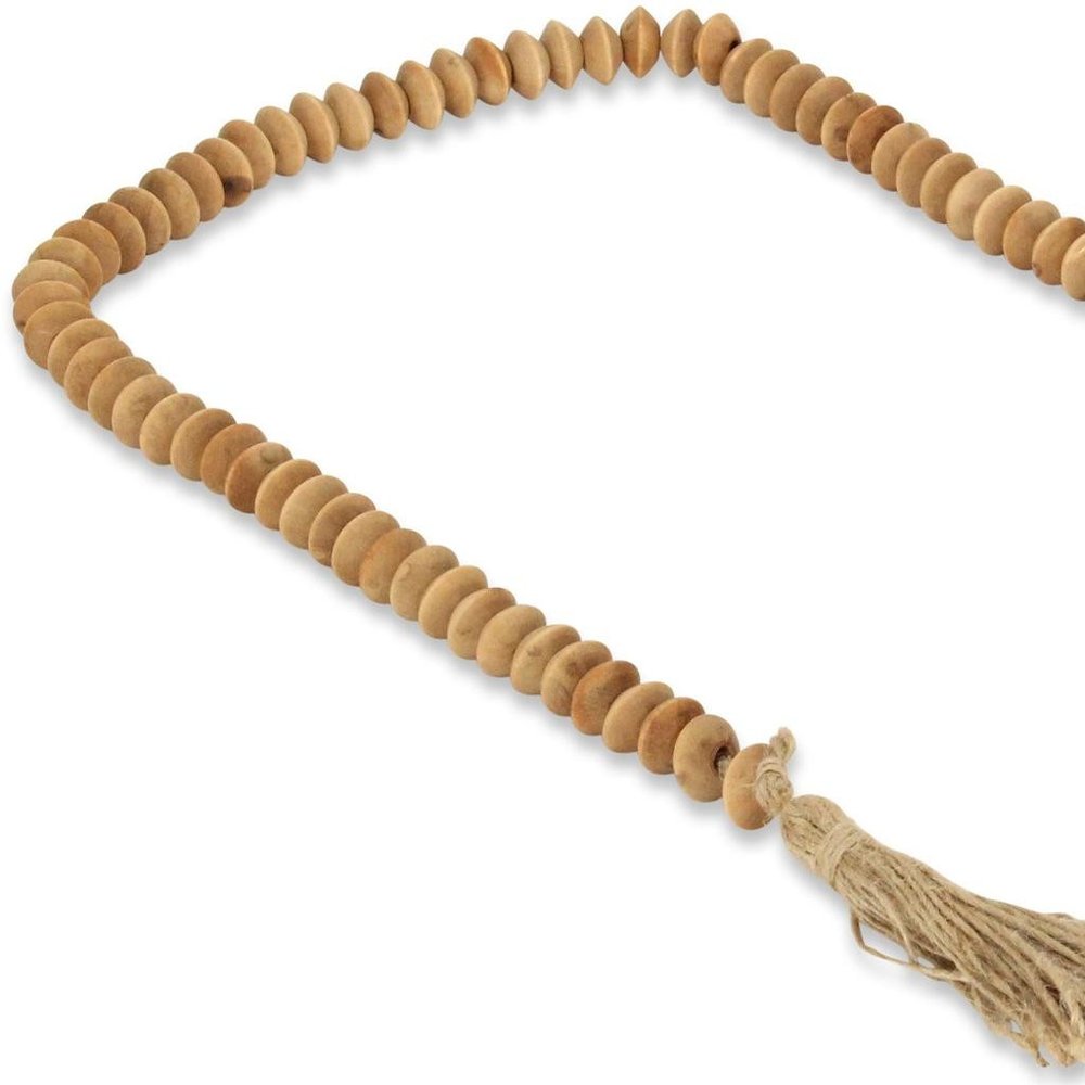 36" Brown Rope And Wood Hand Painted Decorative Tassel
