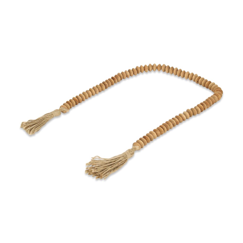 36" Brown Rope And Wood Hand Painted Decorative Tassel