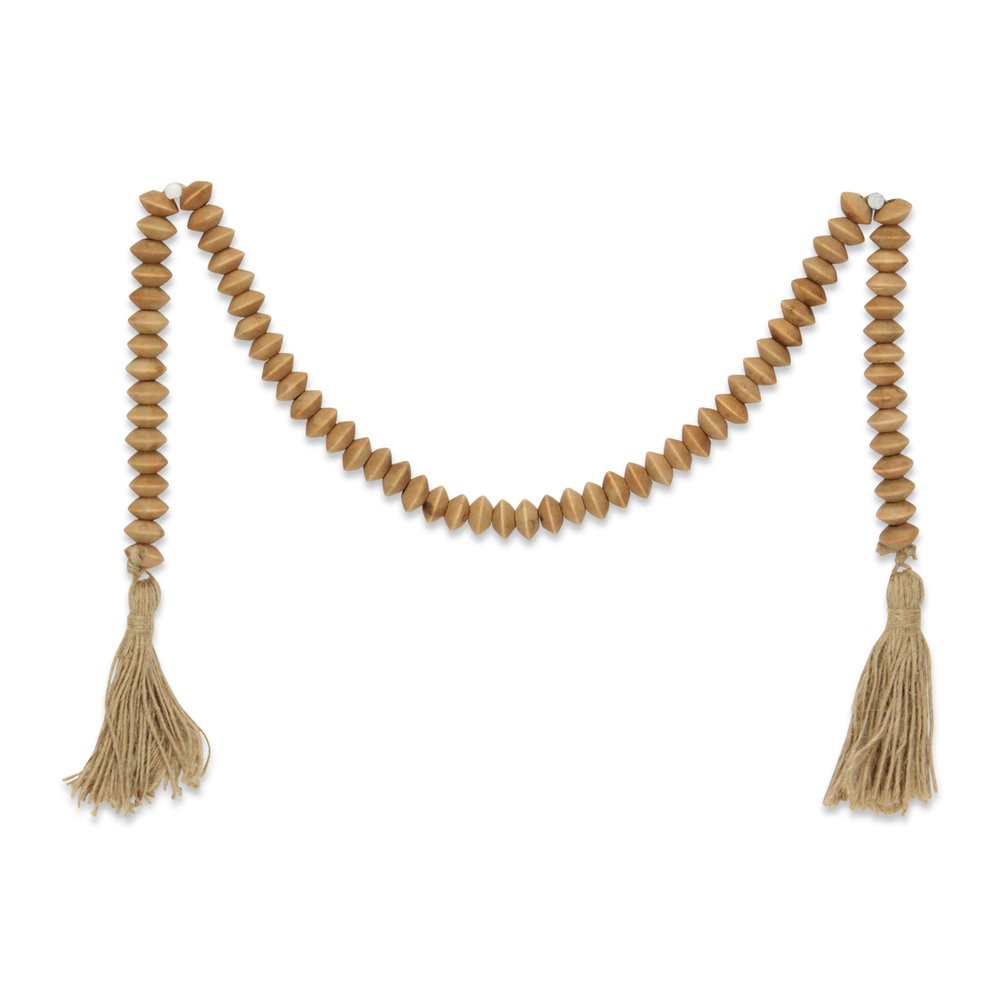 36" Brown Rope And Wood Hand Painted Decorative Tassel