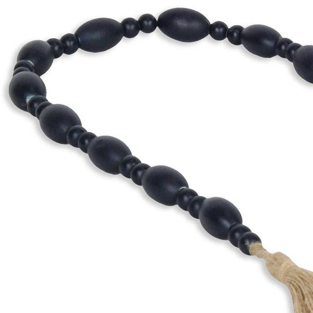 36" Dark Blue Wood Hand Painted Decorative Tassel