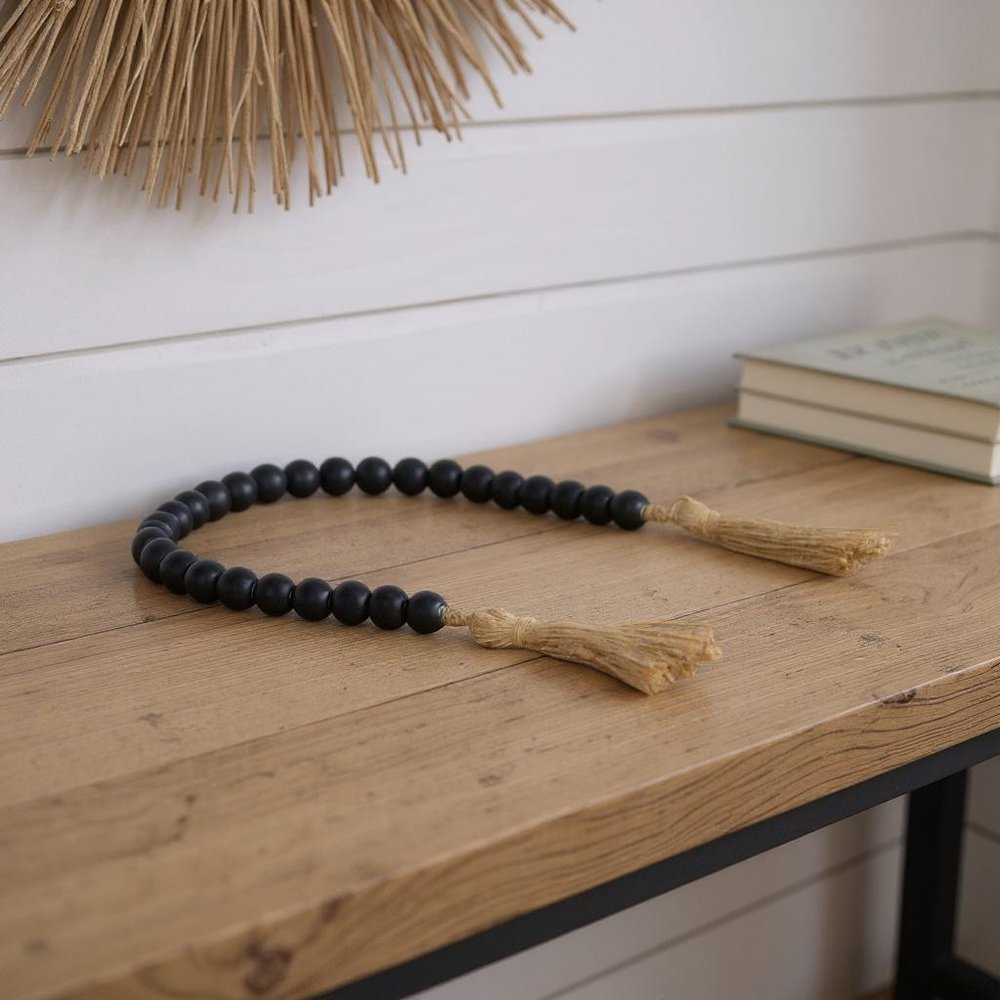 24" Dark Blue Wood Hand Painted Decorative Tassel