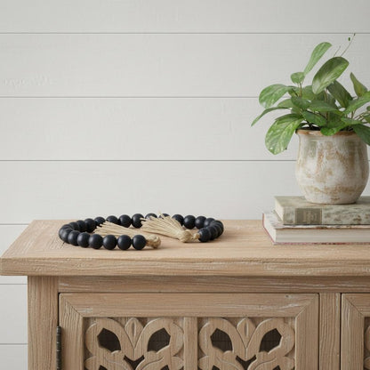 24" Dark Blue Wood Hand Painted Decorative Tassel