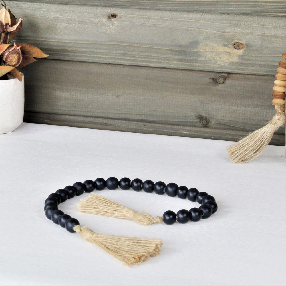24" Dark Blue Wood Hand Painted Decorative Tassel
