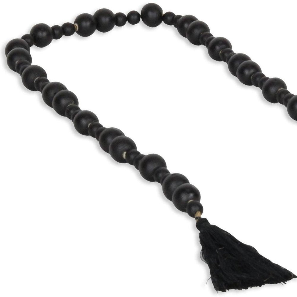 42" Black Wood Hand Painted Decorative Tassel