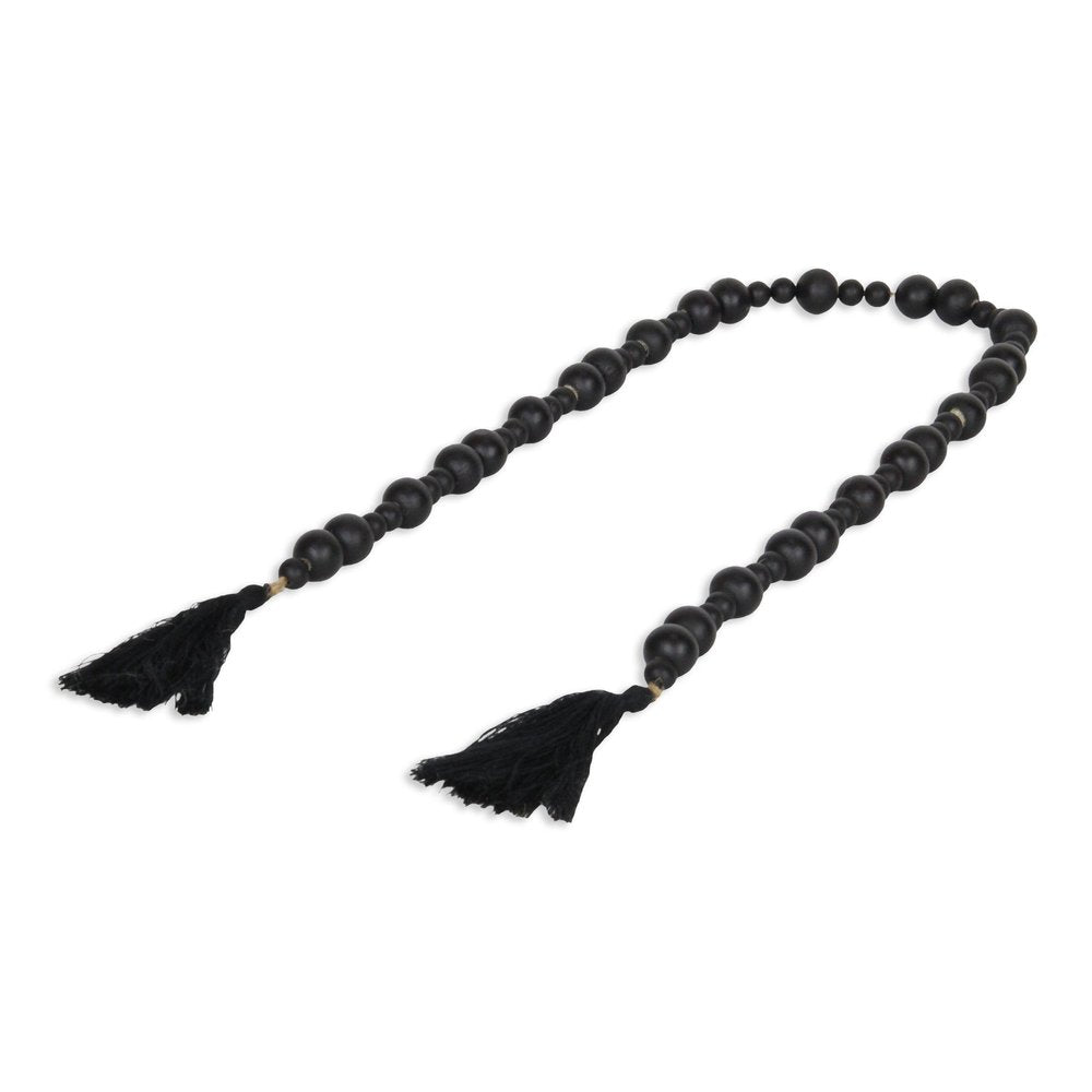 42" Black Wood Hand Painted Decorative Tassel