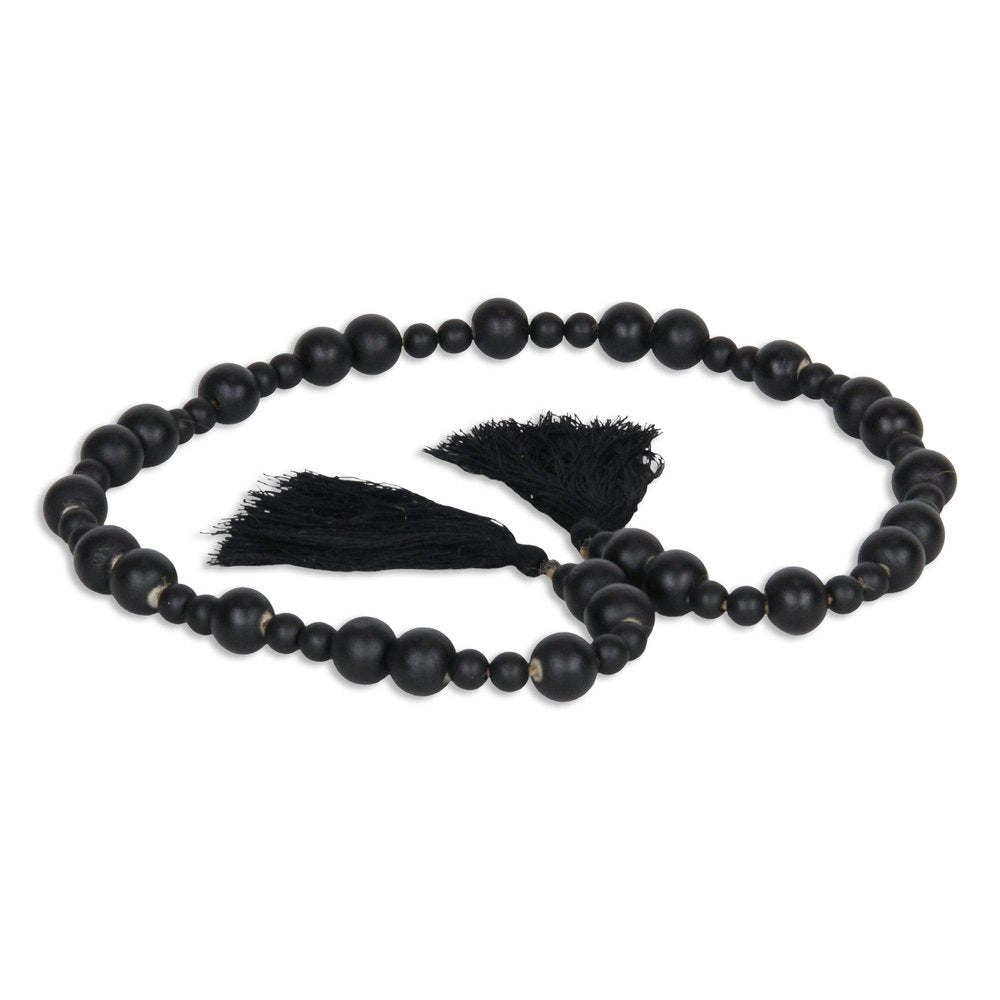 42" Black Wood Hand Painted Decorative Tassel