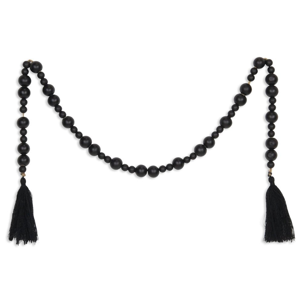 42" Black Wood Hand Painted Decorative Tassel