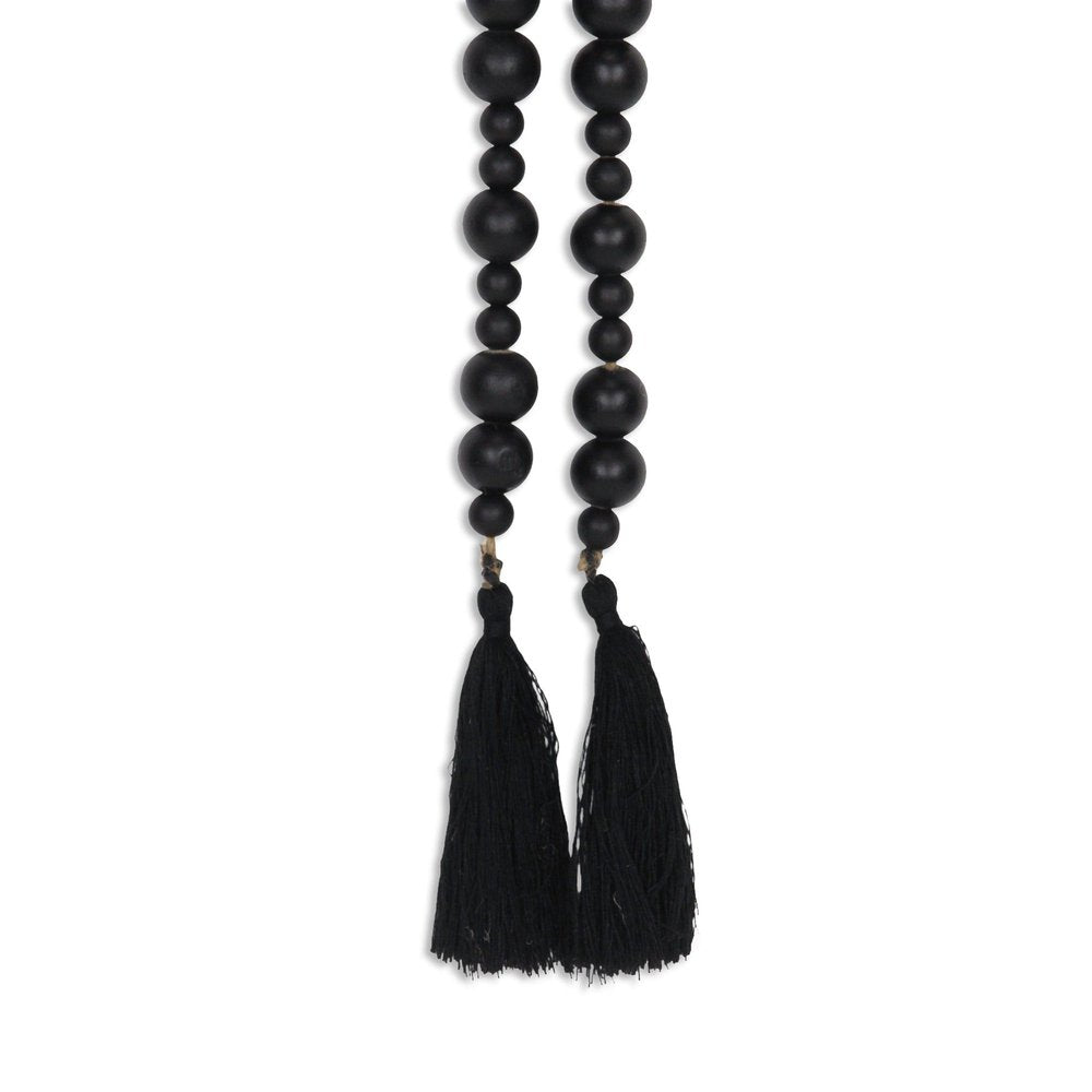 42" Black Wood Hand Painted Decorative Tassel