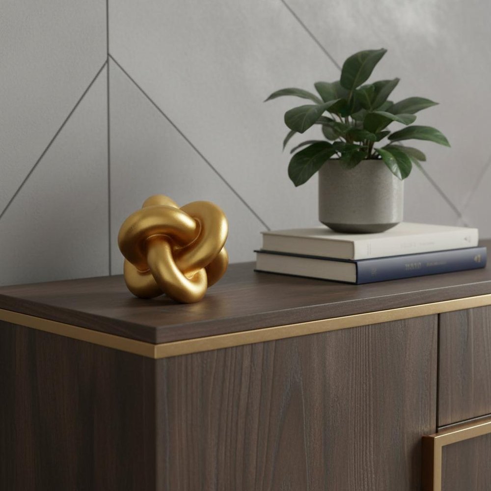 5" Gold Resin Knot Tabletop Sculpture