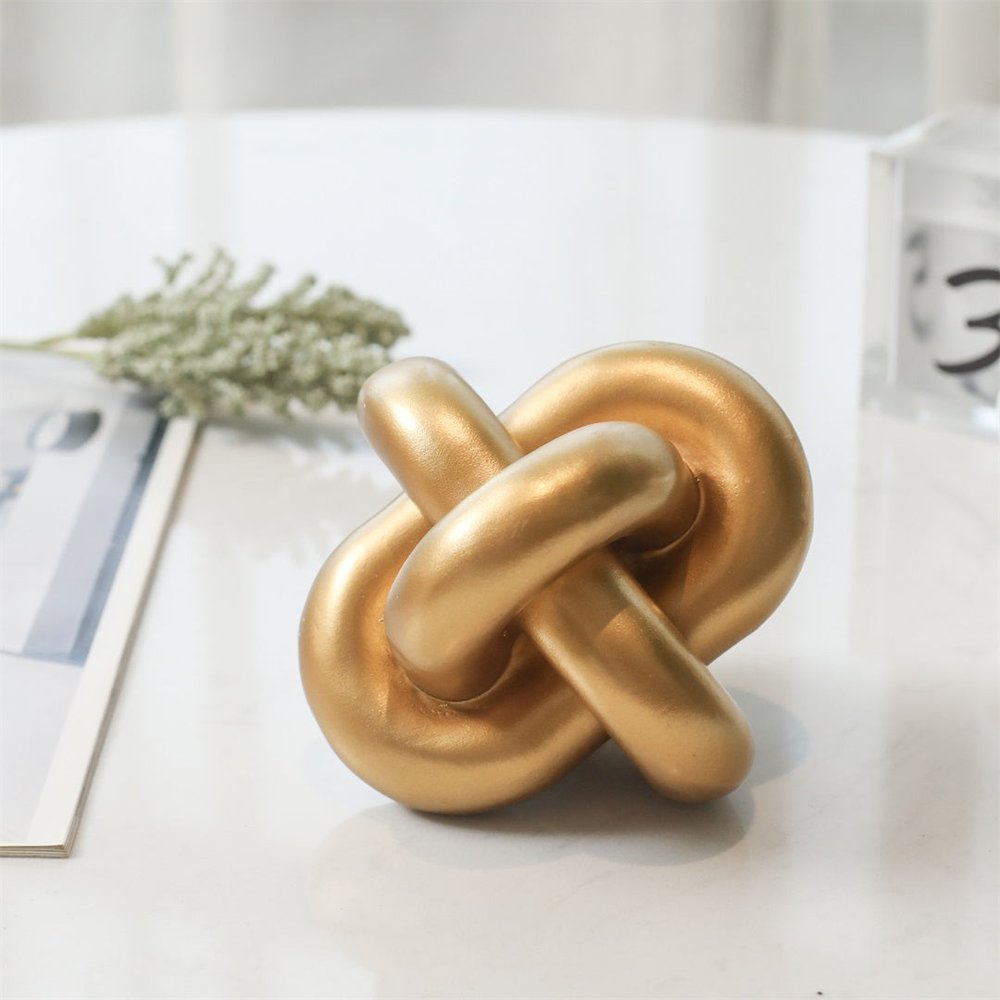 5" Gold Resin Knot Tabletop Sculpture