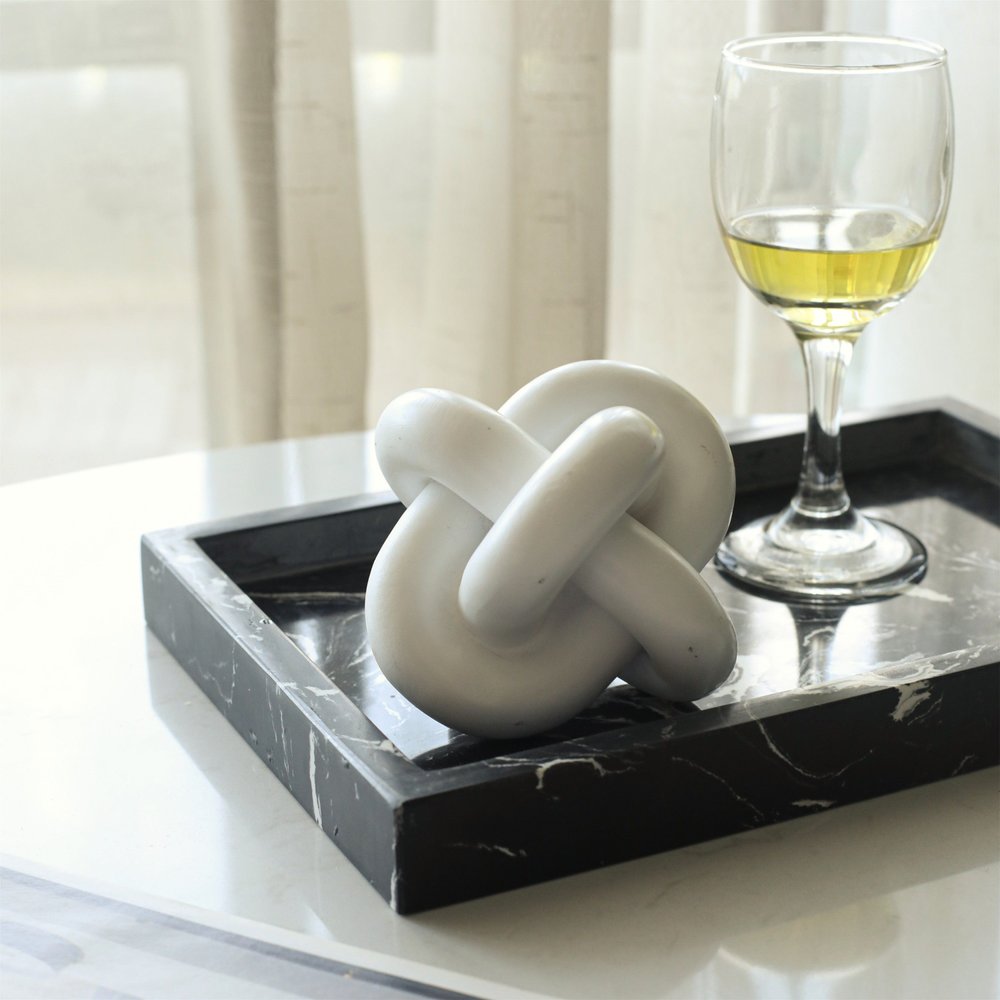 5" White Resin Knot Tabletop Sculpture