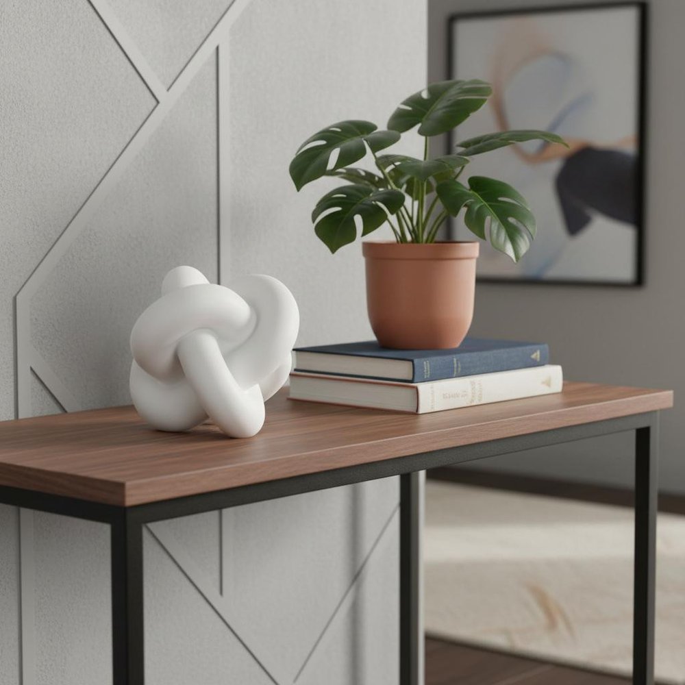 5" White Resin Knot Tabletop Sculpture