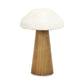 9" Brown And White Wood Hand Painted Mushroom Tabletop Sculpture