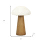 9" Brown And White Wood Hand Painted Mushroom Tabletop Sculpture