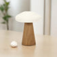 7" Brown And White Wood Hand Painted Mushroom Tabletop Sculpture