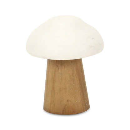 5" Brown And White Wood Hand Painted Tabletop Sculpture