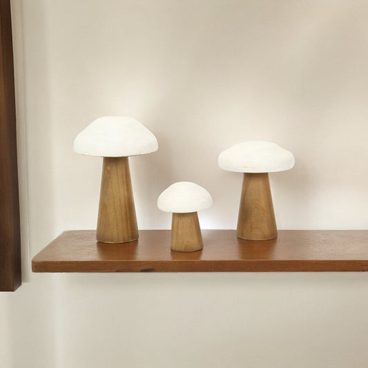 5" Brown And White Wood Hand Painted Tabletop Sculpture