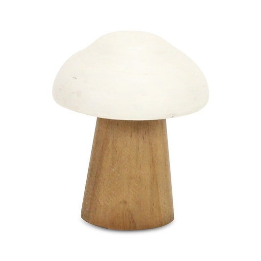 5" Brown And White Wood Hand Painted Tabletop Sculpture