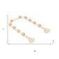38" White And Natural Wood And Fabric Hand Painted Decorative Tassel