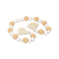 38" White And Natural Wood And Fabric Hand Painted Decorative Tassel
