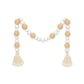 38" White And Natural Wood And Fabric Hand Painted Decorative Tassel