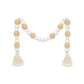 38" White And Natural Wood And Fabric Hand Painted Decorative Tassel