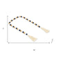 36" Blue Natural And White Wood Hand Painted Decorative Tassel