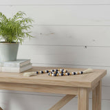 36" Blue Natural And White Wood Hand Painted Decorative Tassel