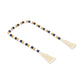 36" Blue Natural And White Wood Hand Painted Decorative Tassel