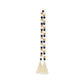 36" Blue Natural And White Wood Hand Painted Decorative Tassel