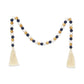 36" Blue Natural And White Wood Hand Painted Decorative Tassel
