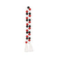 40" Black Red And White Wood Hand Painted Decorative Tassel