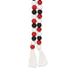 40" Black Red And White Wood Hand Painted Decorative Tassel
