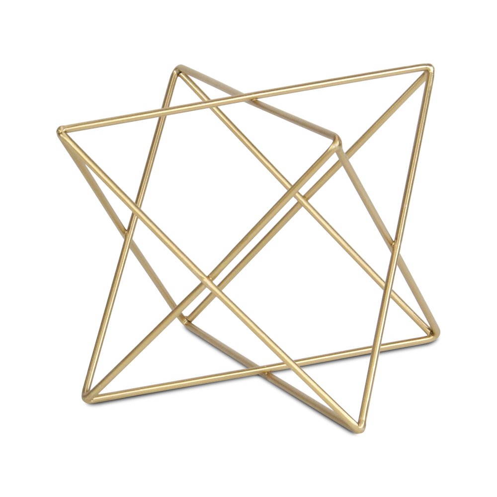 7" Gold Metal Open Geometric Tabletop Sculpture