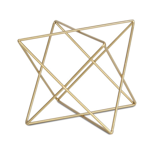 7" Gold Metal Open Geometric Tabletop Sculpture
