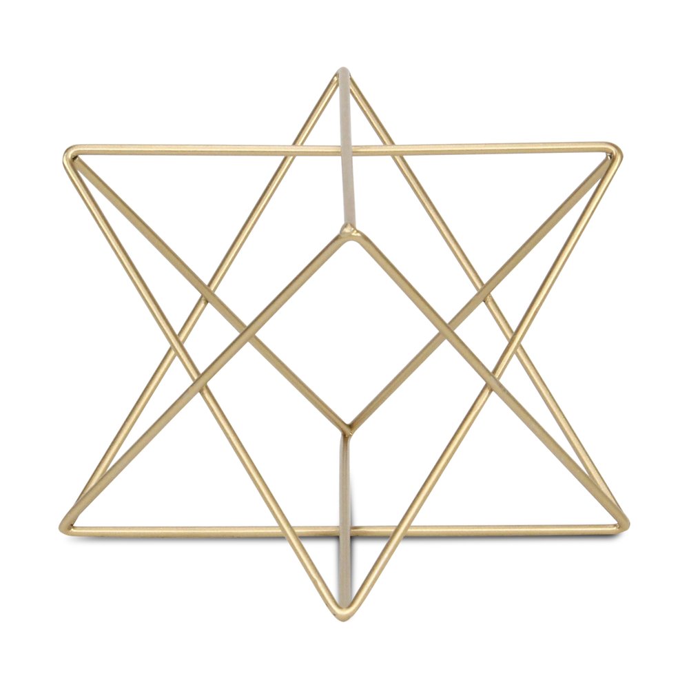 7" Gold Metal Open Geometric Tabletop Sculpture
