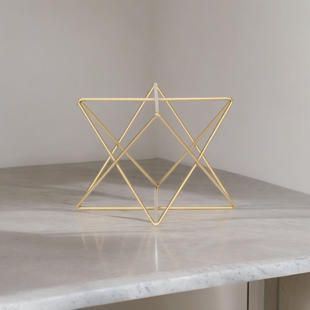7" Gold Metal Open Geometric Tabletop Sculpture