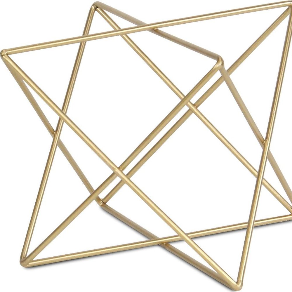 7" Gold Metal Open Geometric Tabletop Sculpture