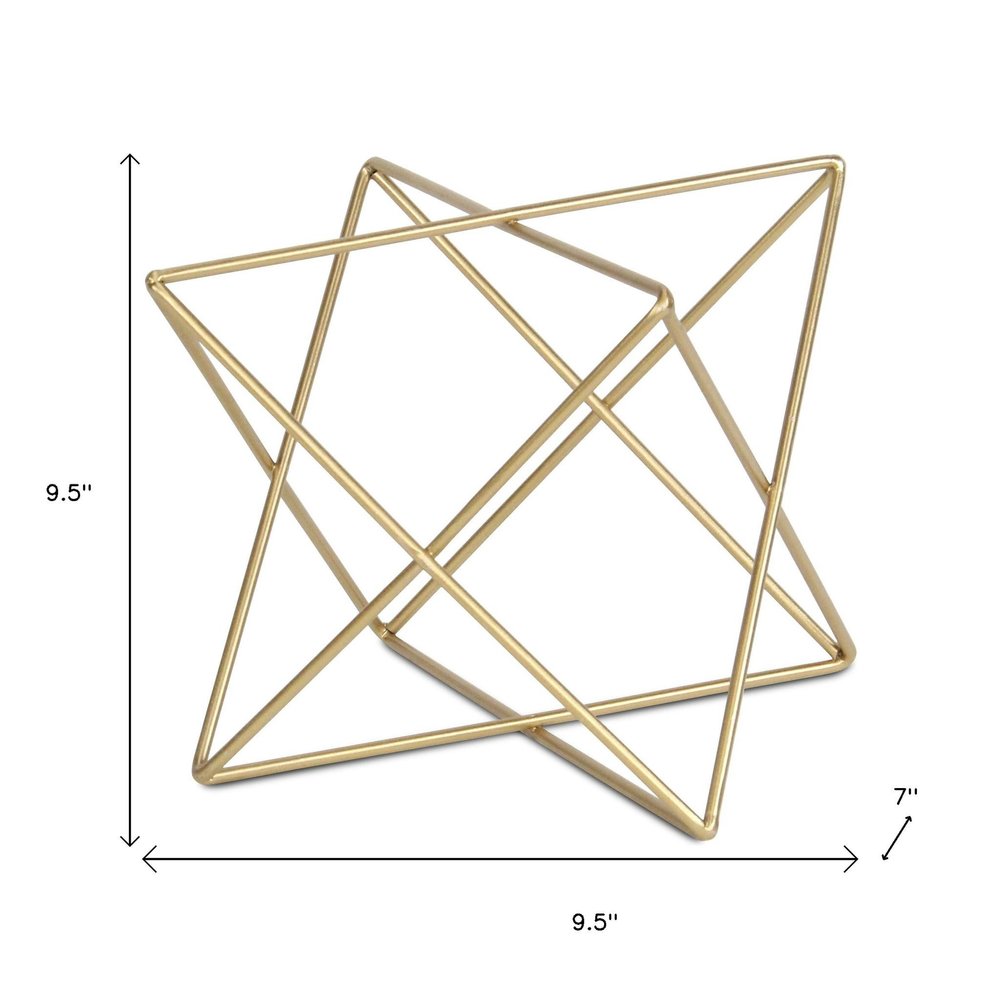 7" Gold Metal Open Geometric Tabletop Sculpture