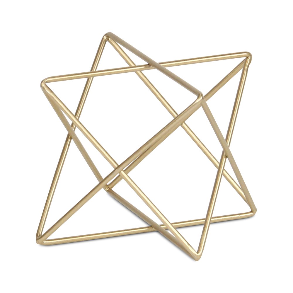 6" Gold Metal Open Geometric Tabletop Sculpture