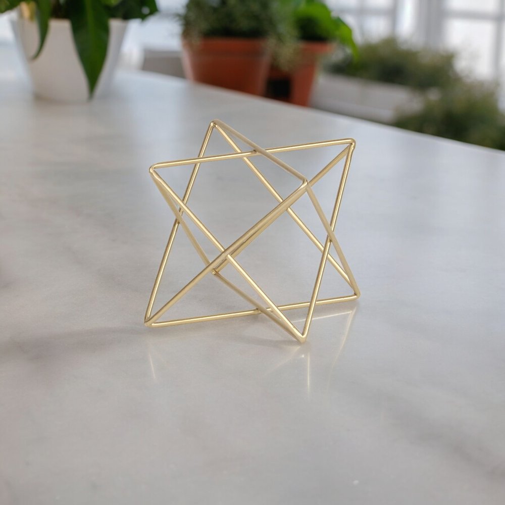 6" Gold Metal Open Geometric Tabletop Sculpture