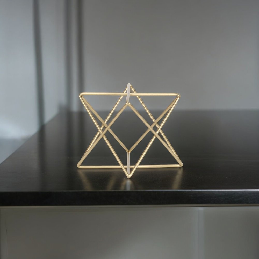 6" Gold Metal Open Geometric Tabletop Sculpture