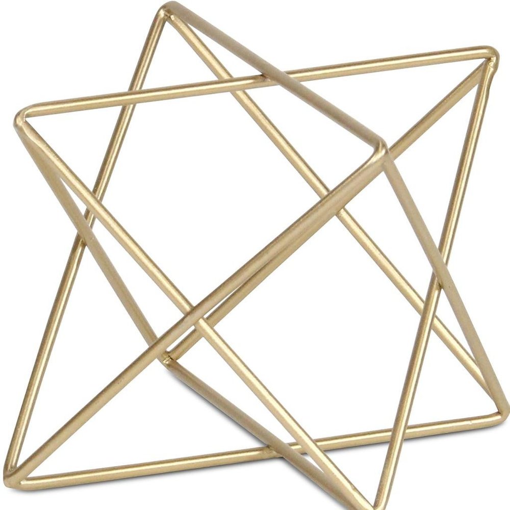 6" Gold Metal Open Geometric Tabletop Sculpture