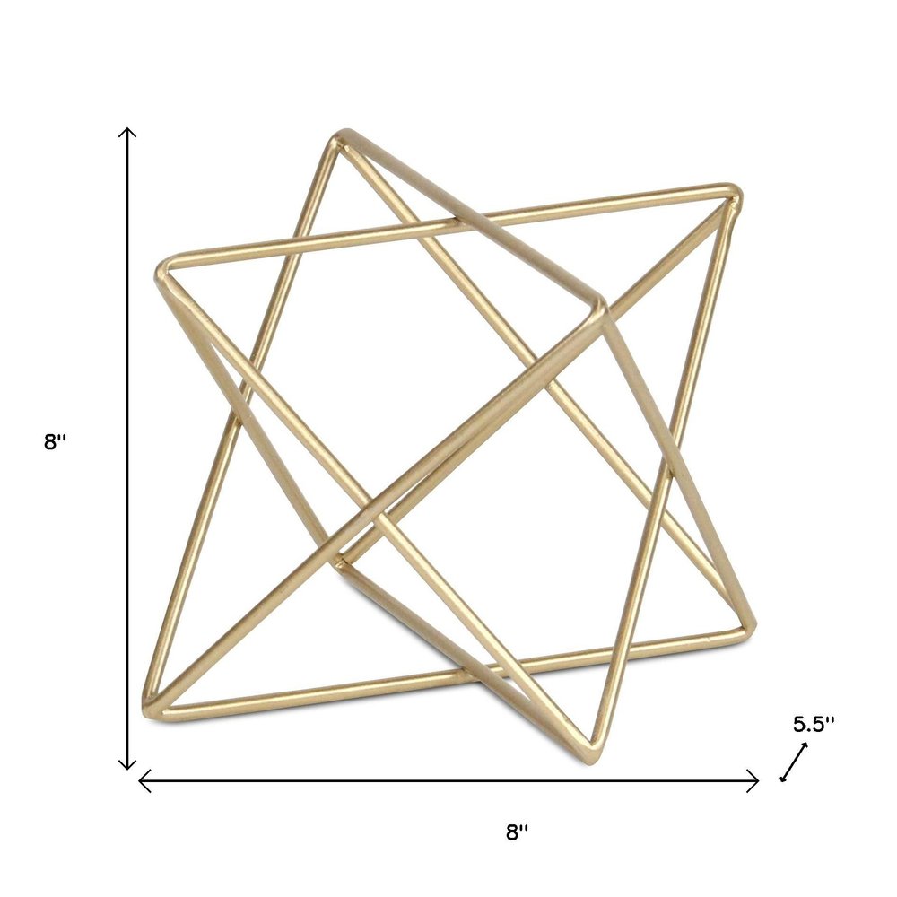 6" Gold Metal Open Geometric Tabletop Sculpture