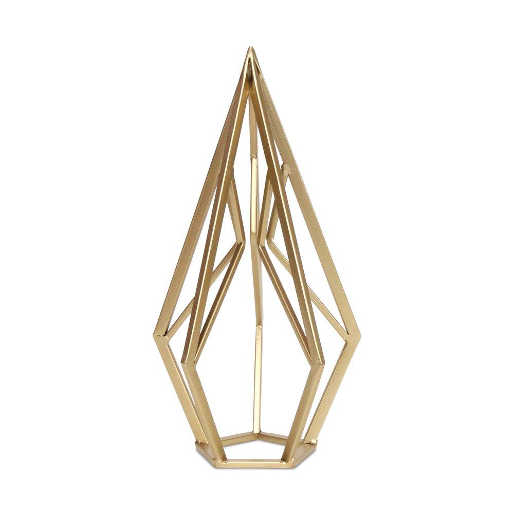 14" Gold Metal Open Geometric Tabletop Sculpture