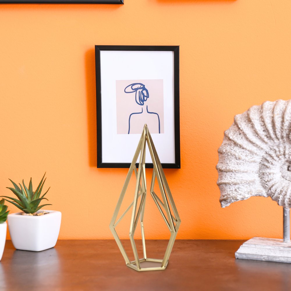 14" Gold Metal Open Geometric Tabletop Sculpture